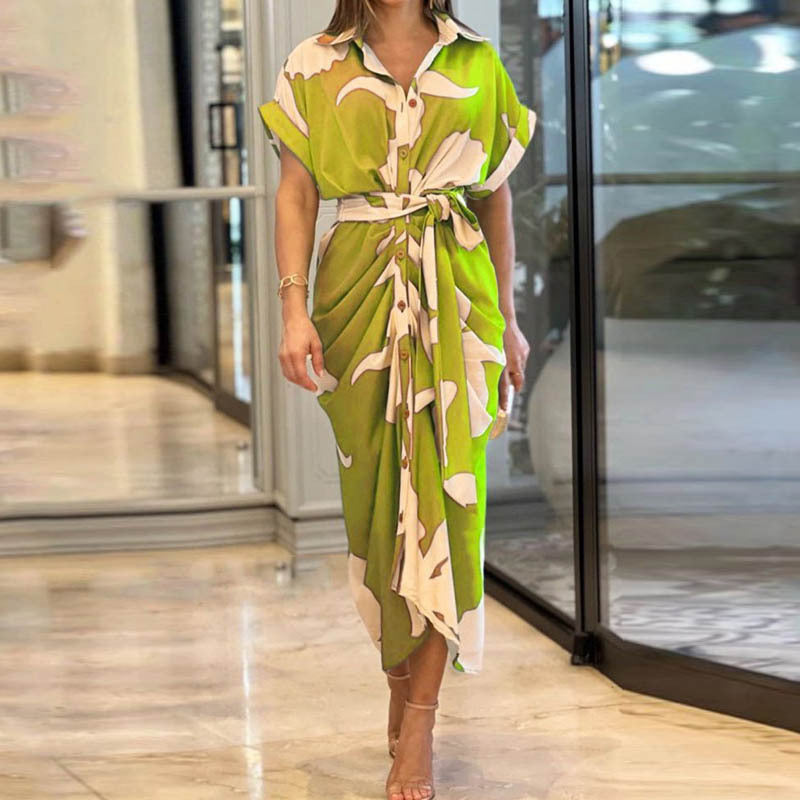 Collared High-Waist Shirt Midi Dress