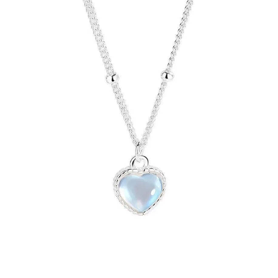 Loving Heart Gradient Pendant Necklace | K-Style Gold Chain