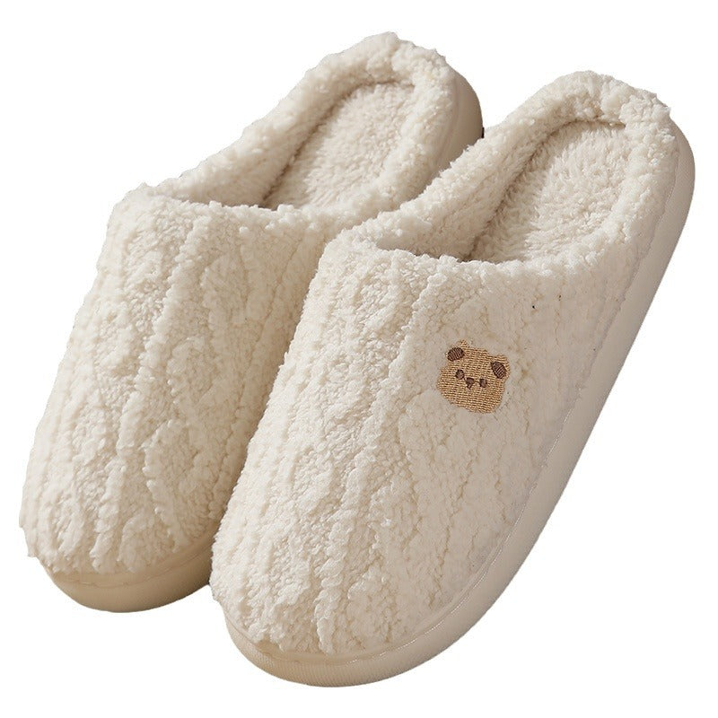 Plaid Plush Slippers | Thick-Sole Warm Indoor House Shoes