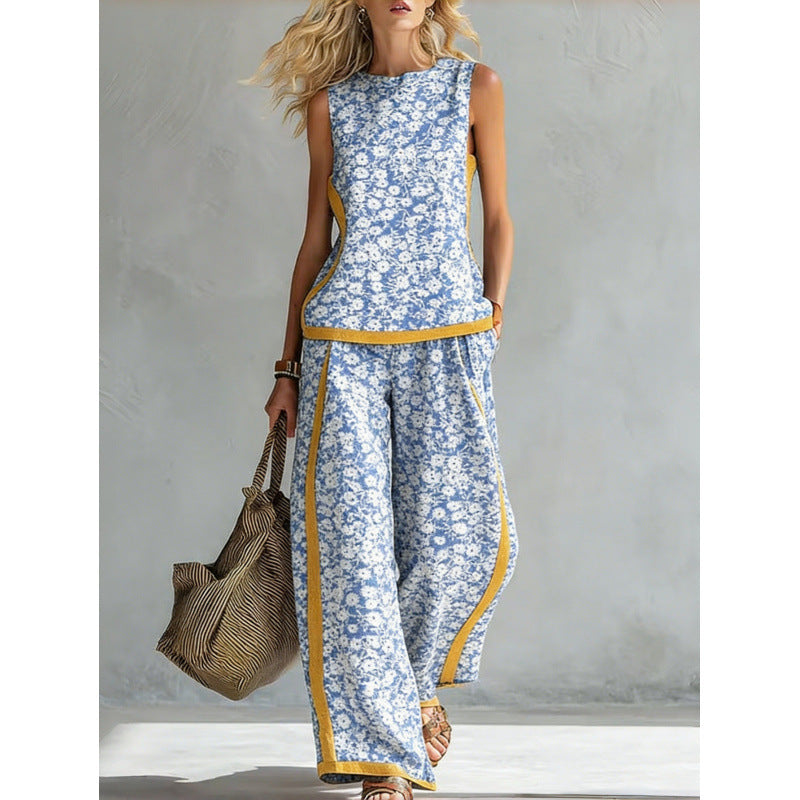 Printed Retro Casual Two-Piece Set