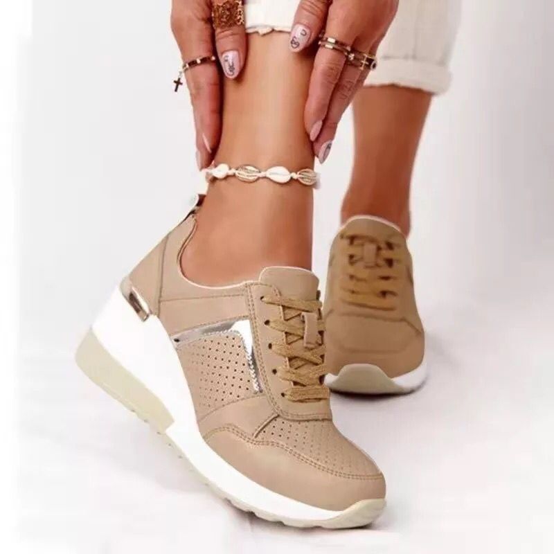 Plus Size Platform Dad Shoes | Lace-Up Wedge Sport Sneakers for Women