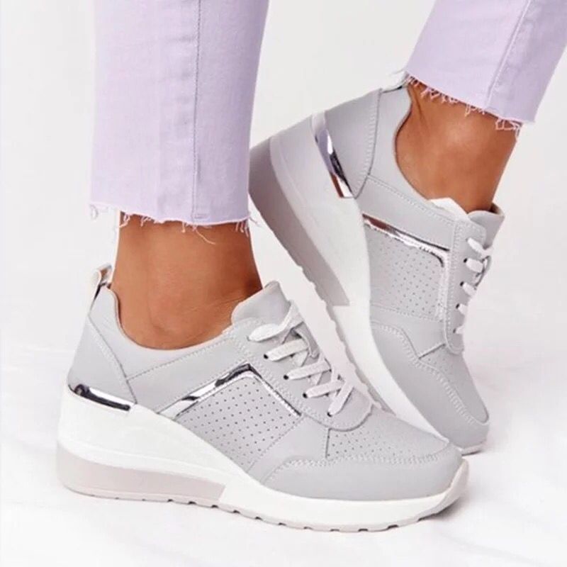 Plus Size Platform Dad Shoes | Lace-Up Wedge Sport Sneakers for Women