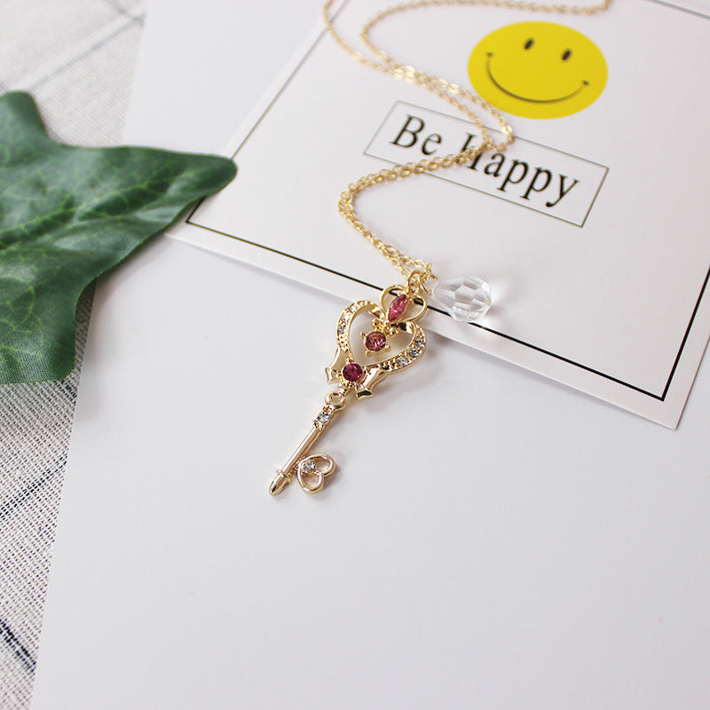 Space Time Key Transparent Pendant Necklace | Unique Statement Piece