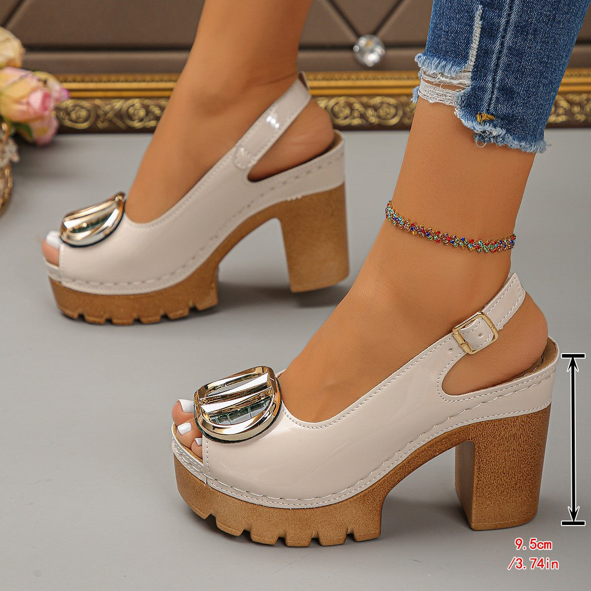 Chunky-Heeled Peep-Toe Sandals | Fashionable Summer Heels