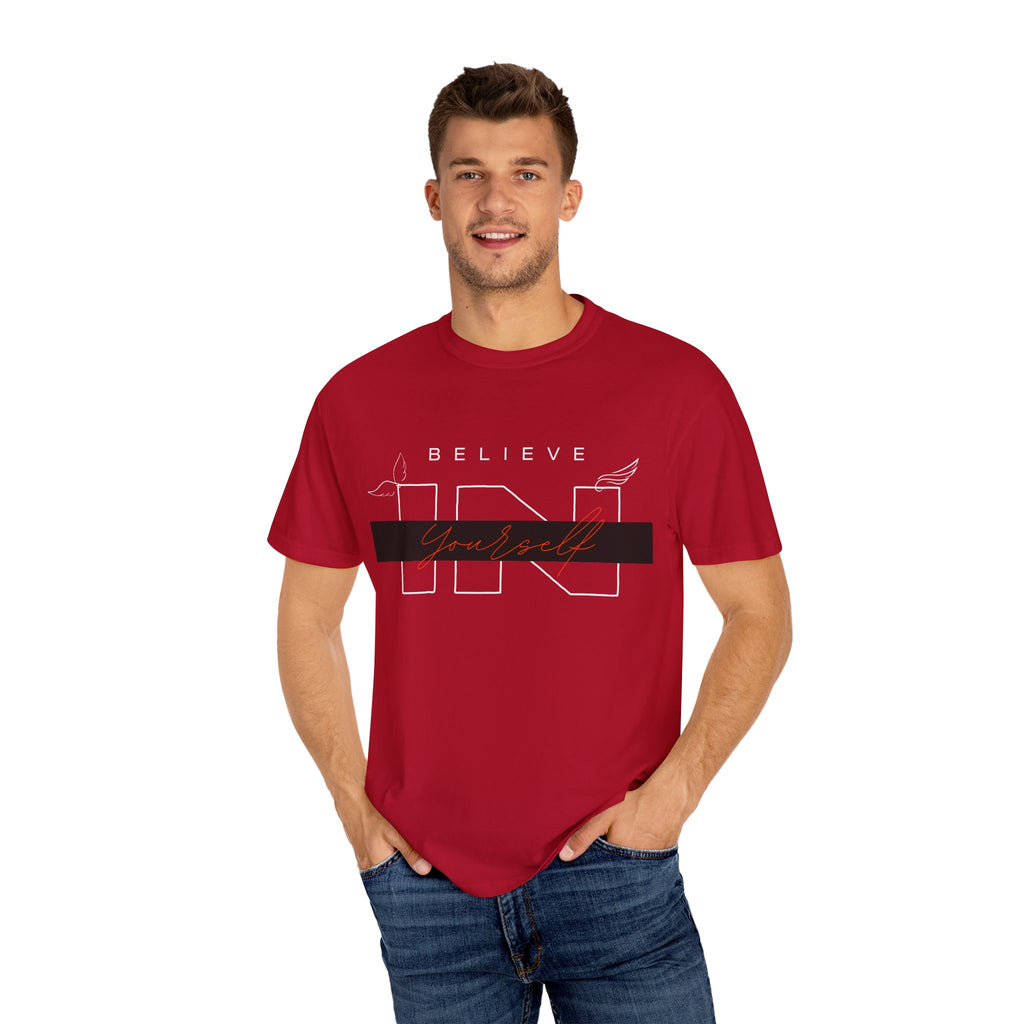 Garment-Dyed “Believe in Yourself” T-Shirt – Unisex Inspirational Tee