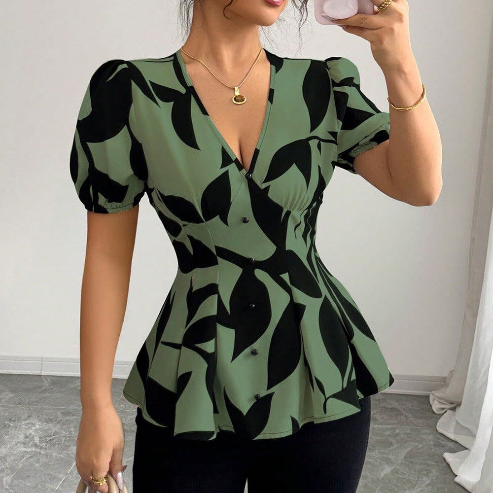 Women's Printed Short-Sleeve Shirt | Chic Summer Top