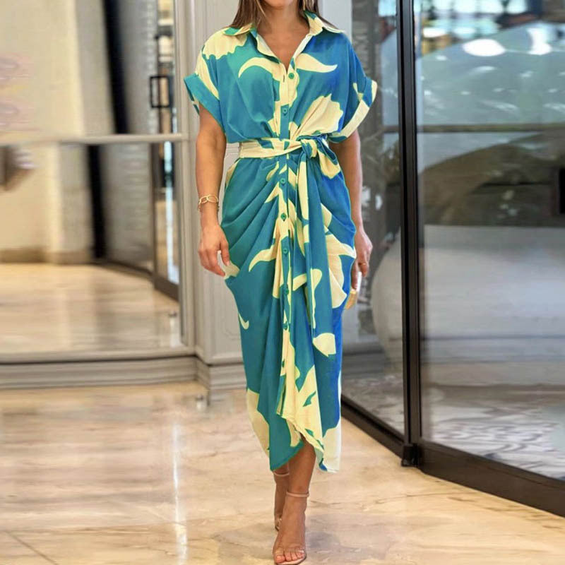 Collared High-Waist Shirt Midi Dress