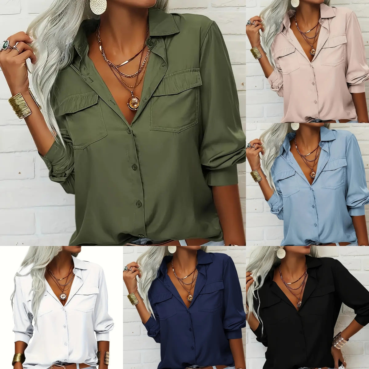 Elegant V-Neck Chiffon Blouse | Loose Casual Office Shirt for Women