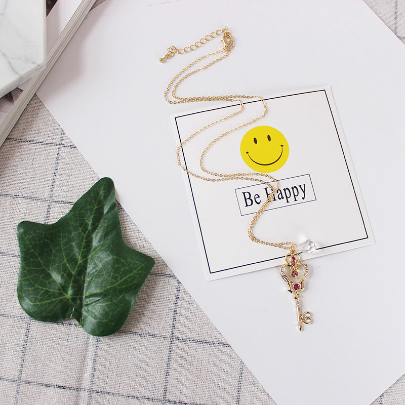 Space Time Key Transparent Pendant Necklace | Unique Statement Piece