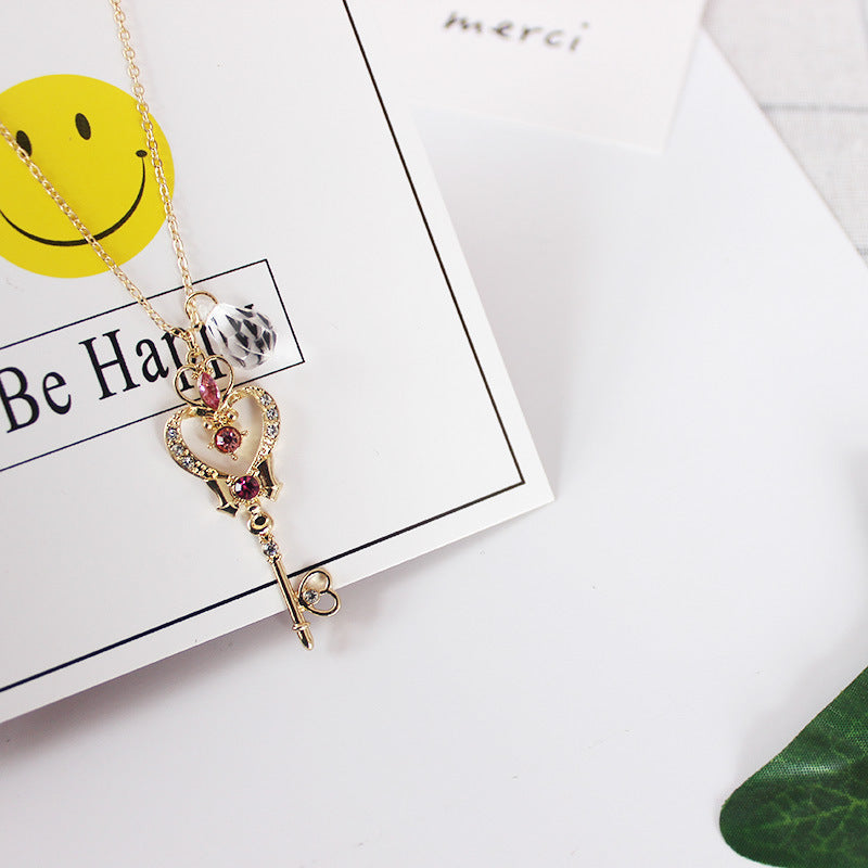 Space Time Key Transparent Pendant Necklace | Unique Statement Piece