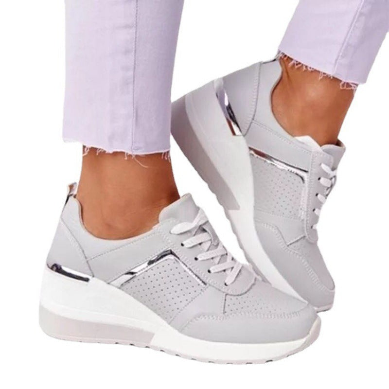 Plus Size Platform Dad Shoes | Lace-Up Wedge Sport Sneakers for Women