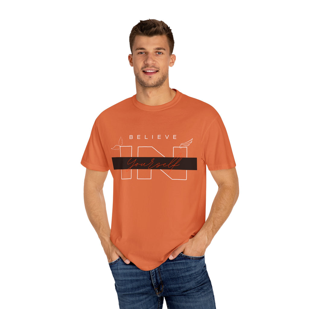 Garment-Dyed “Believe in Yourself” T-Shirt – Unisex Inspirational Tee