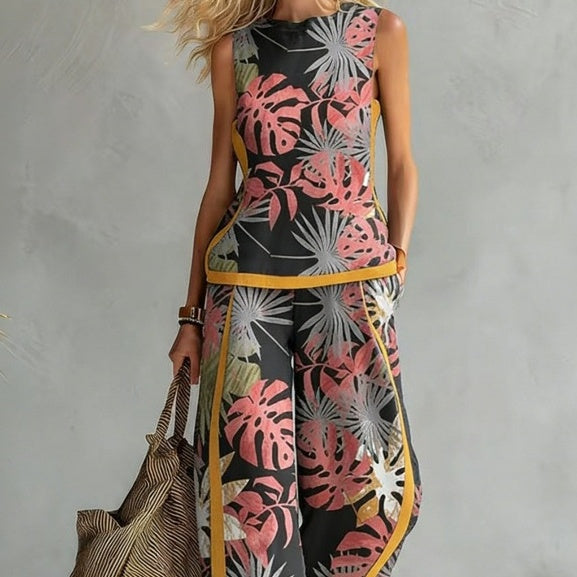 Printed Retro Casual Two-Piece Set