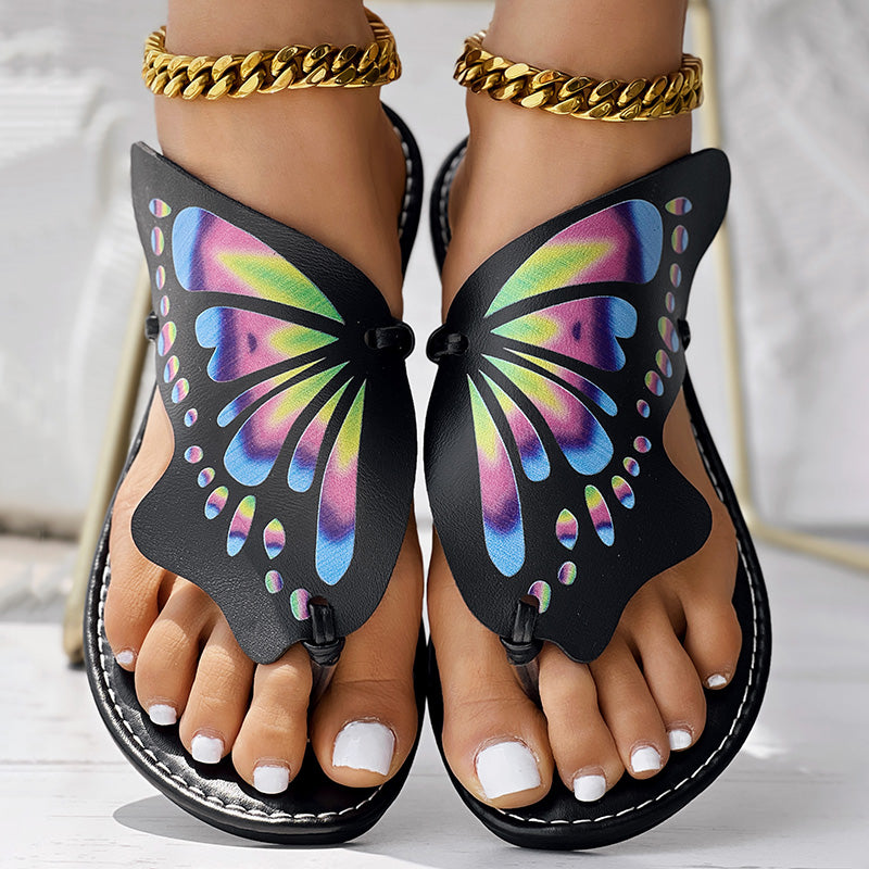 Butterfly Print Flip Flops | Comfortable Summer Beach Shoes for Women