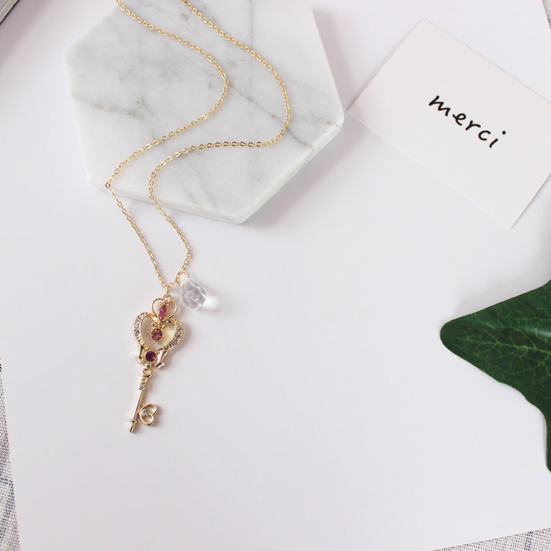Space Time Key Transparent Pendant Necklace | Unique Statement Piece