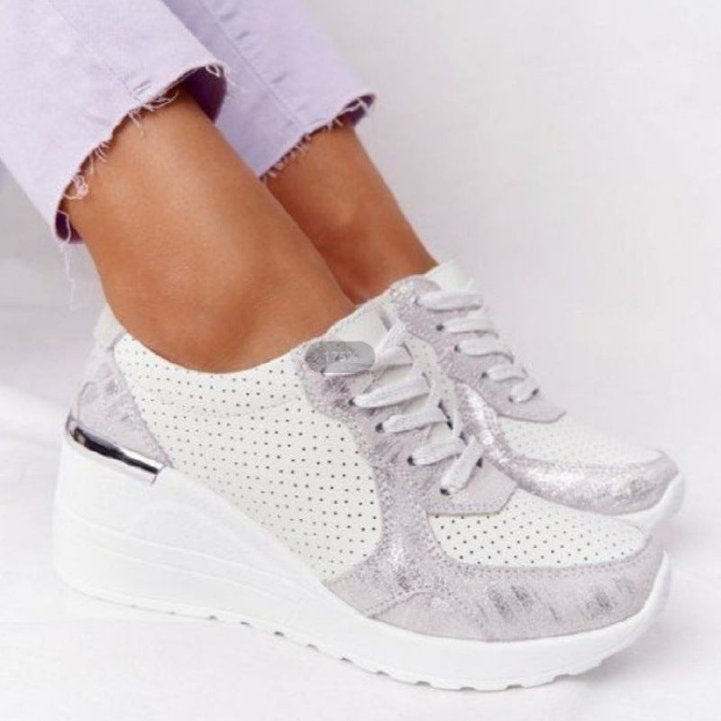 Plus Size Platform Dad Shoes | Lace-Up Wedge Sport Sneakers for Women