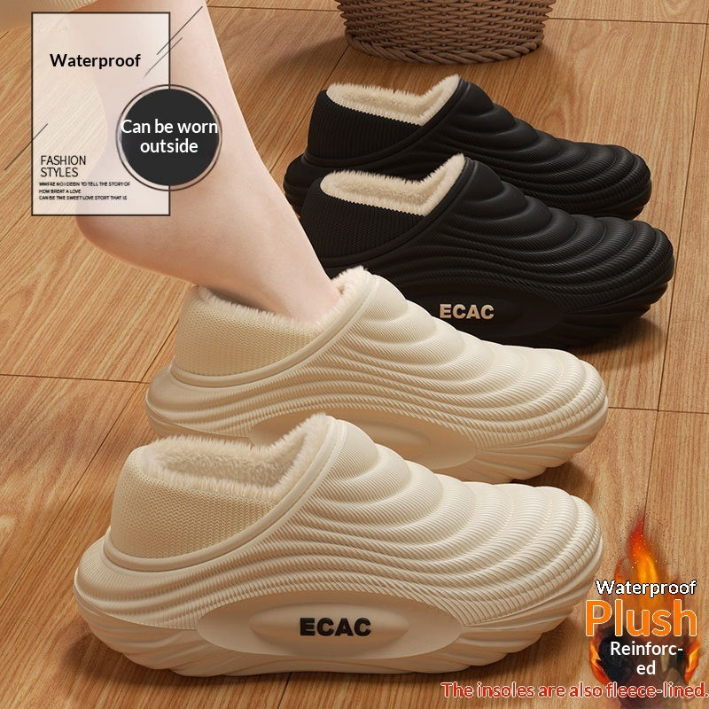 Warm Fleece-Lined House Slippers | Non-Slip Waterproof Sole