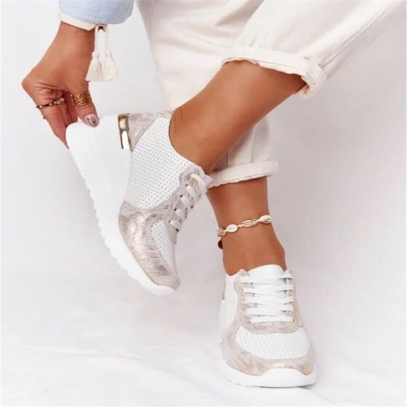 Plus Size Platform Dad Shoes | Lace-Up Wedge Sport Sneakers for Women