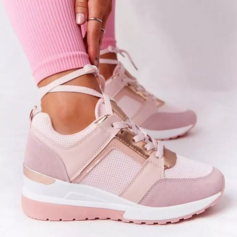 Plus Size Platform Dad Shoes | Lace-Up Wedge Sport Sneakers for Women