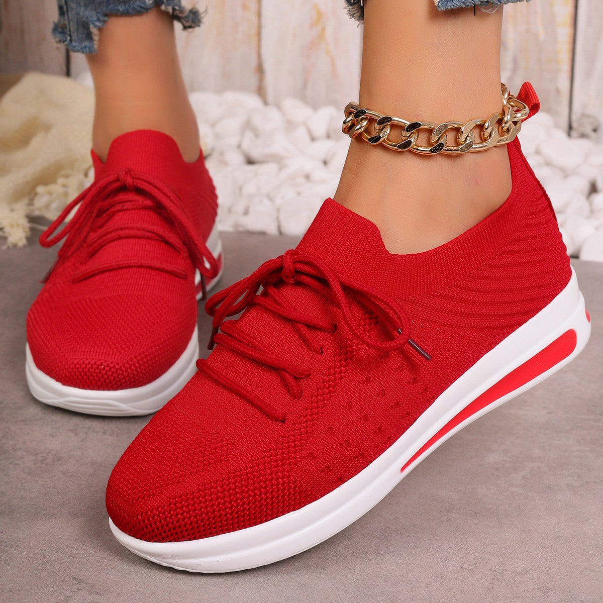 Fly-Knit Casual Sneakers | Lightweight Breathable Fashion Shoes for Women