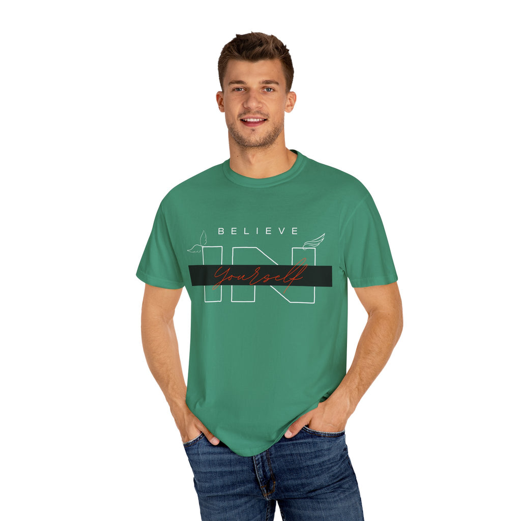 Garment-Dyed “Believe in Yourself” T-Shirt – Unisex Inspirational Tee