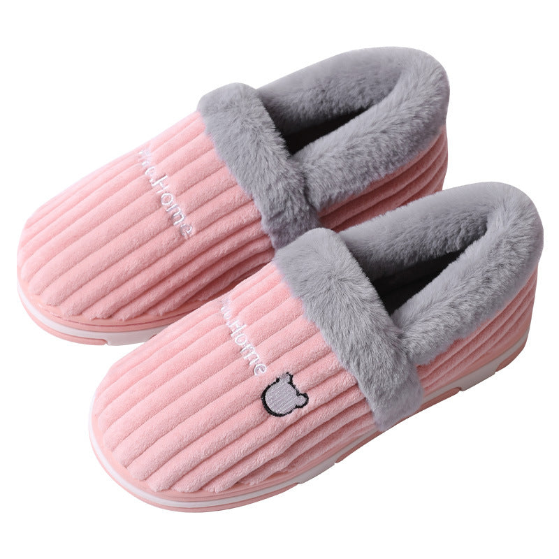 Cozy Corduroy & Faux Rabbit Fur Slippers | Couples Matching Slippers