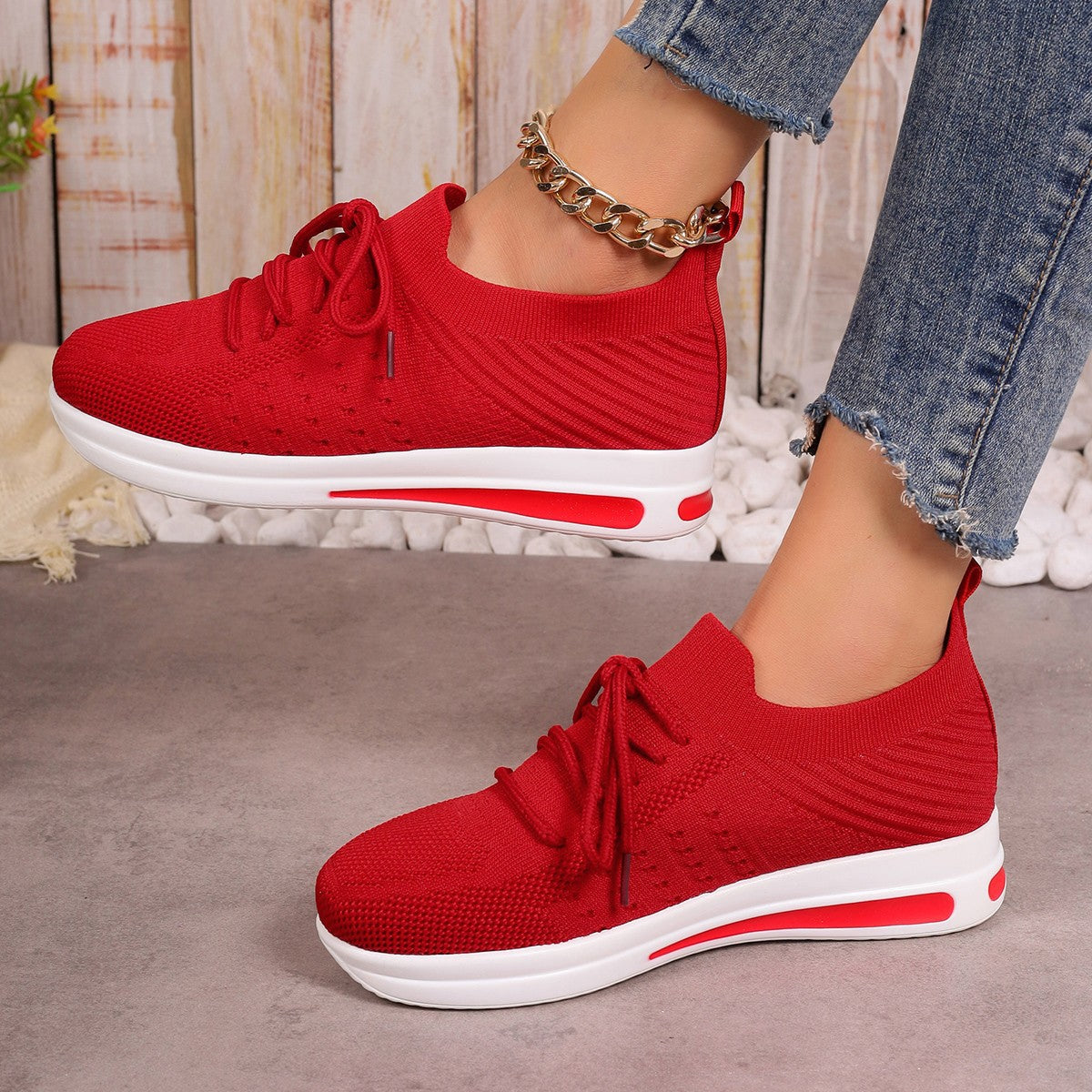 Fly-Knit Casual Sneakers | Lightweight Breathable Fashion Shoes for Women