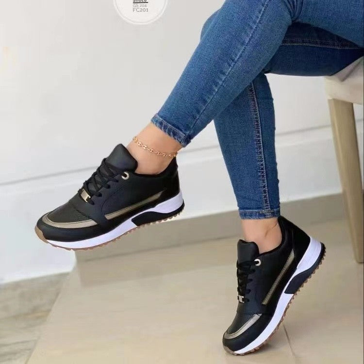 Casual Lace-Up Flat Sneakers | Sporty Walking Shoes for Women