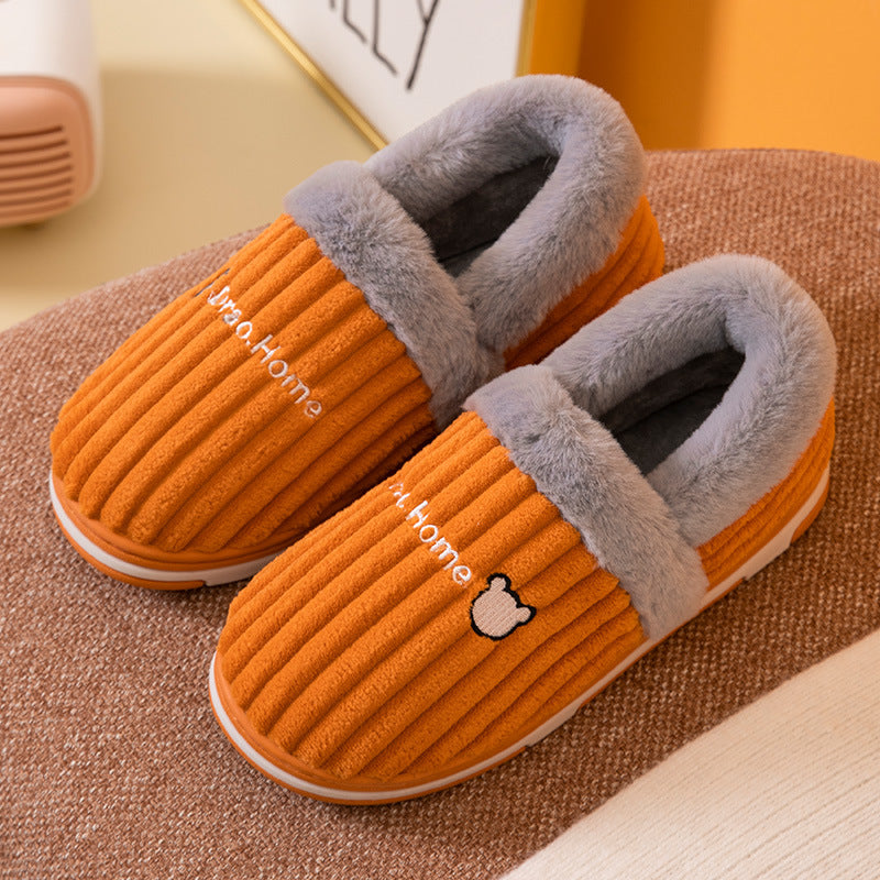 Cozy Corduroy & Faux Rabbit Fur Slippers | Couples Matching Slippers