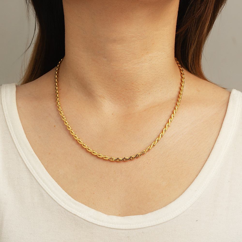 Minimalist Braided Twisted Bracelet & Necklace Set