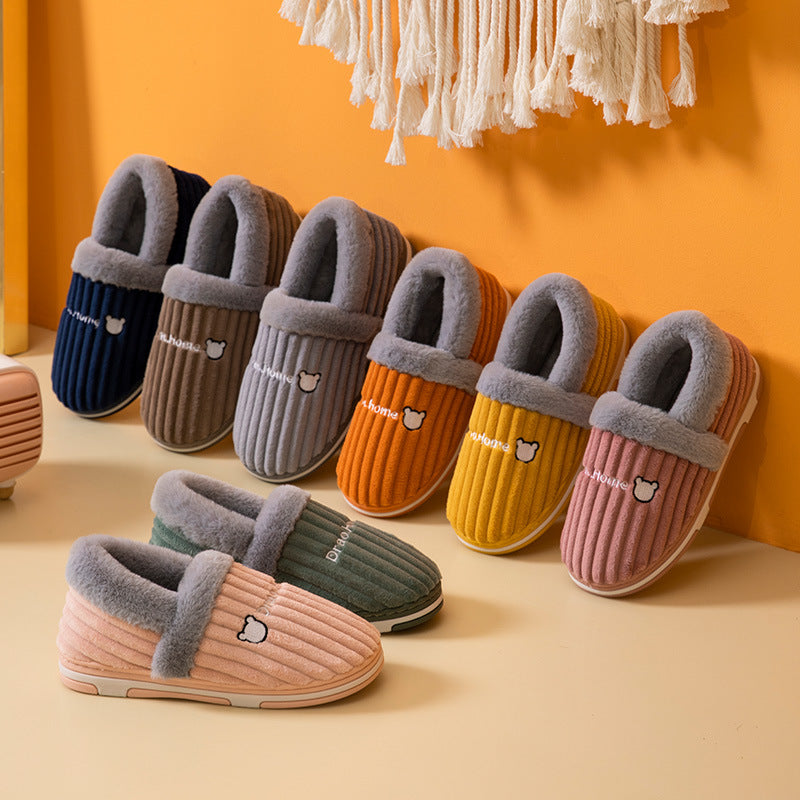 Cozy Corduroy & Faux Rabbit Fur Slippers | Couples Matching Slippers