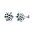 Women's Threaded Moissanite Six-Prong Elegant Earrings