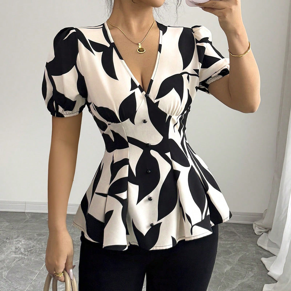Women's Printed Short-Sleeve Shirt | Chic Summer Top