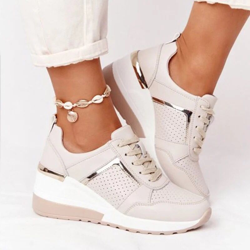 Plus Size Platform Dad Shoes | Lace-Up Wedge Sport Sneakers for Women