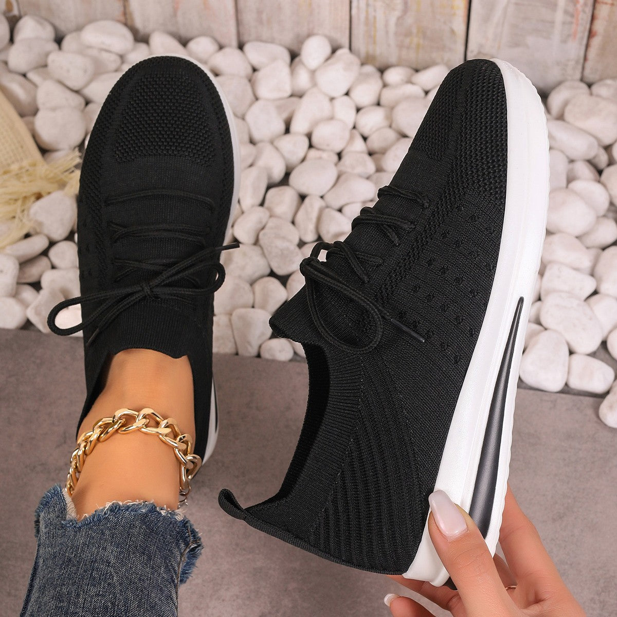 Fly-Knit Casual Sneakers | Lightweight Breathable Fashion Shoes for Women