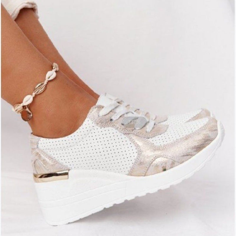 Plus Size Platform Dad Shoes | Lace-Up Wedge Sport Sneakers for Women