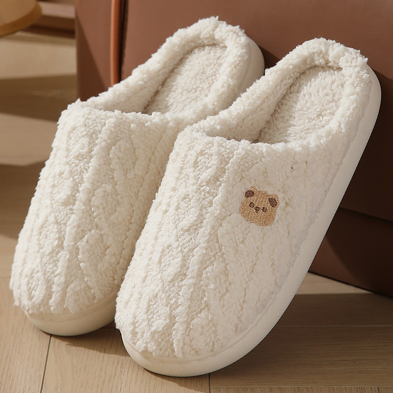 Plaid Plush Slippers | Thick-Sole Warm Indoor House Shoes