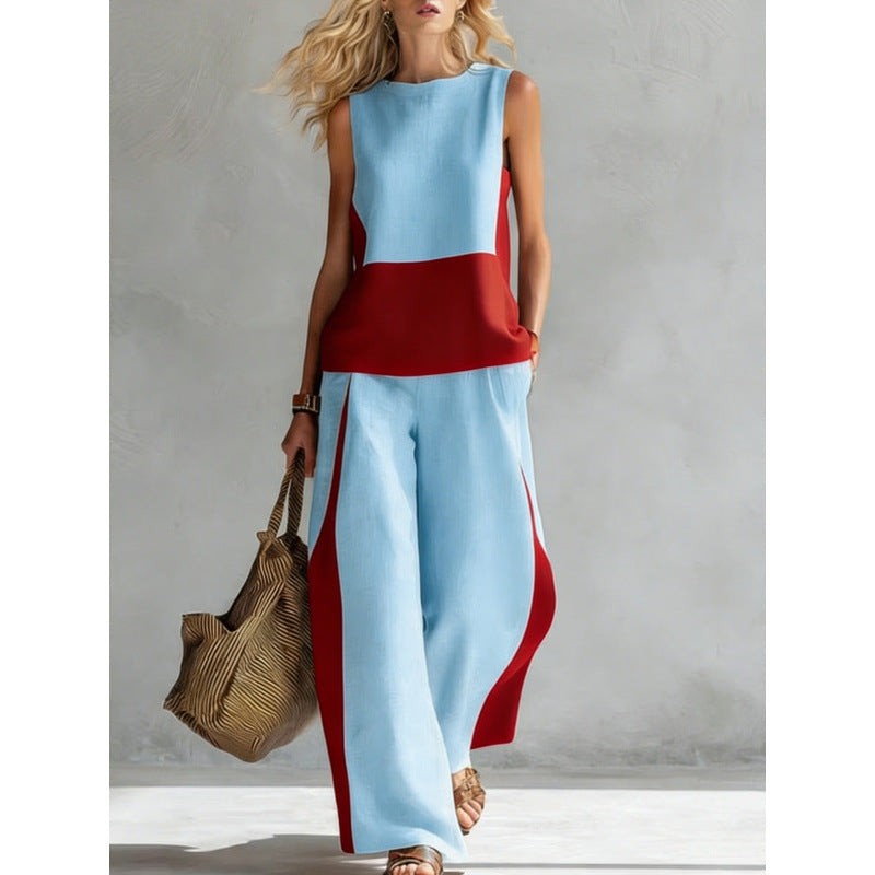 Printed Retro Casual Two-Piece Set