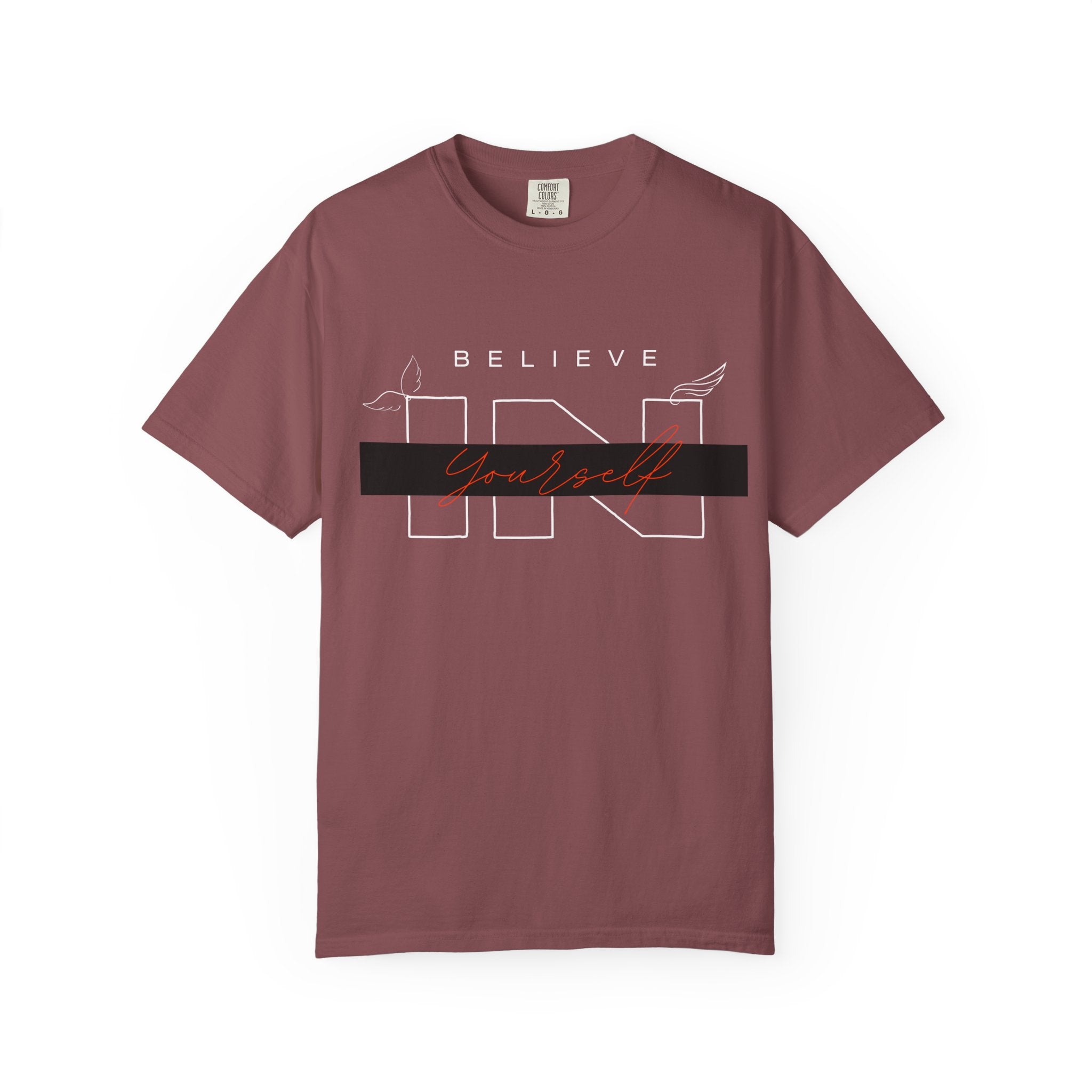 Garment-Dyed “Believe in Yourself” T-Shirt – Unisex Inspirational Tee