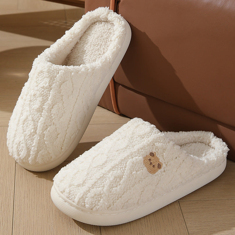 Plaid Plush Slippers | Thick-Sole Warm Indoor House Shoes