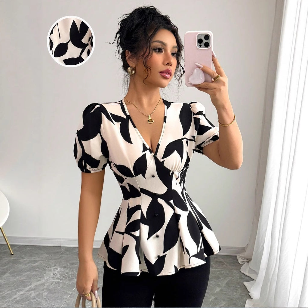 Women's Printed Short-Sleeve Shirt | Chic Summer Top