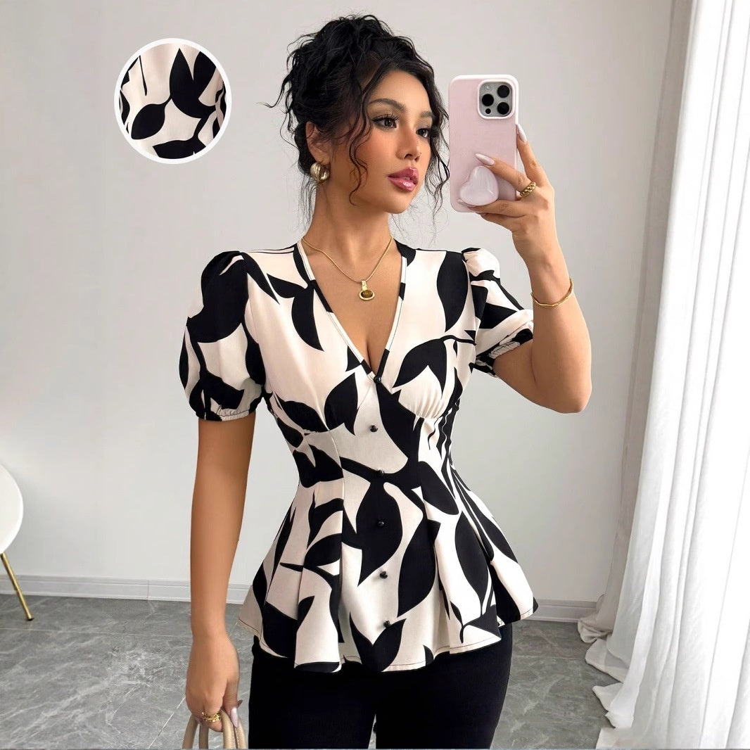 Women's Printed Short-Sleeve Shirt | Chic Summer Top