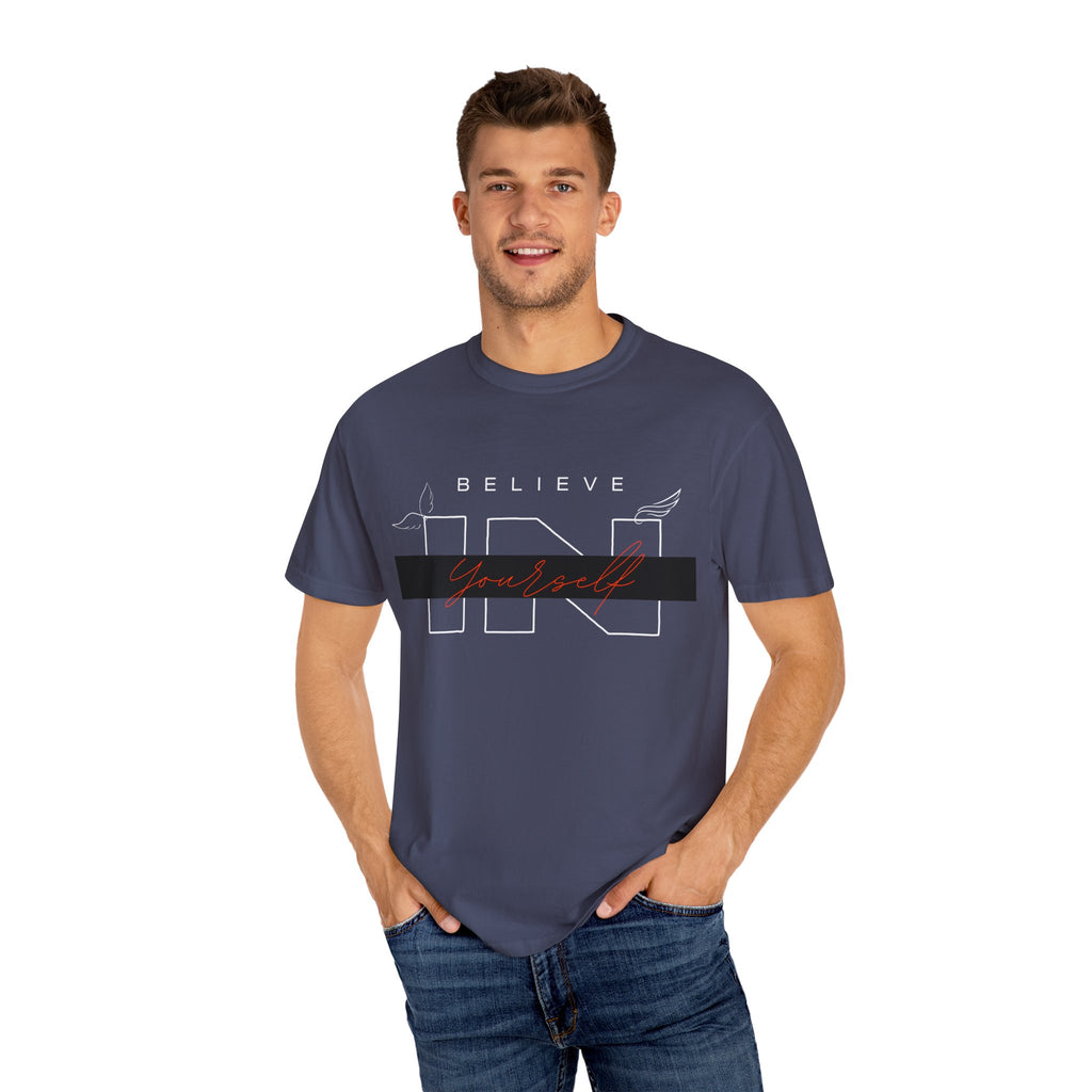 Garment-Dyed “Believe in Yourself” T-Shirt – Unisex Inspirational Tee