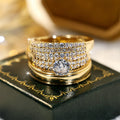 Women's Zircon-Inlaid Ring Set of 3