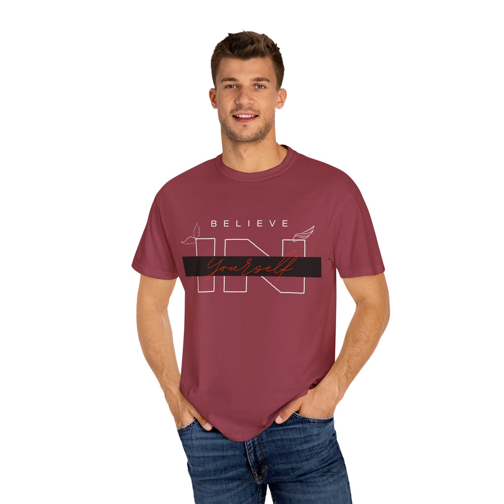Garment-Dyed “Believe in Yourself” T-Shirt – Unisex Inspirational Tee