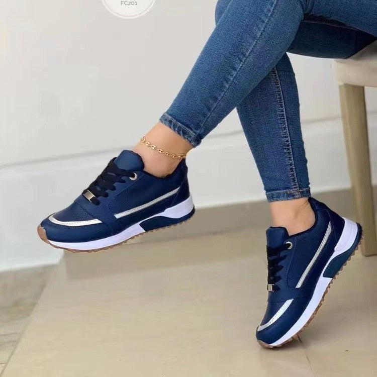 Casual Lace-Up Flat Sneakers | Sporty Walking Shoes for Women