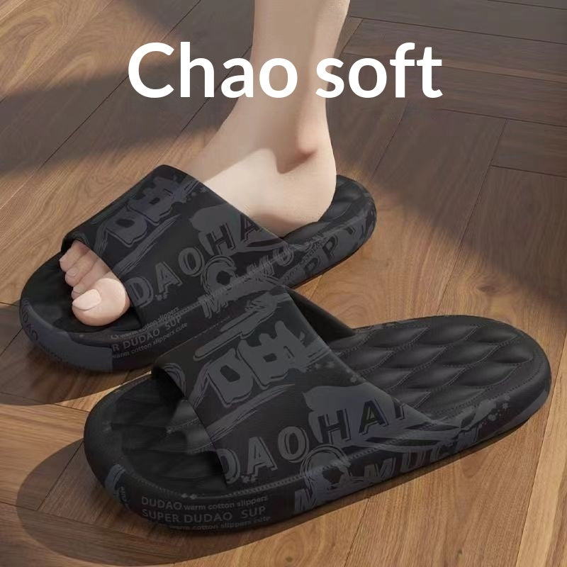 Graffiti Print Slide Slippers | Thick-Sole Streetwear House Shoes