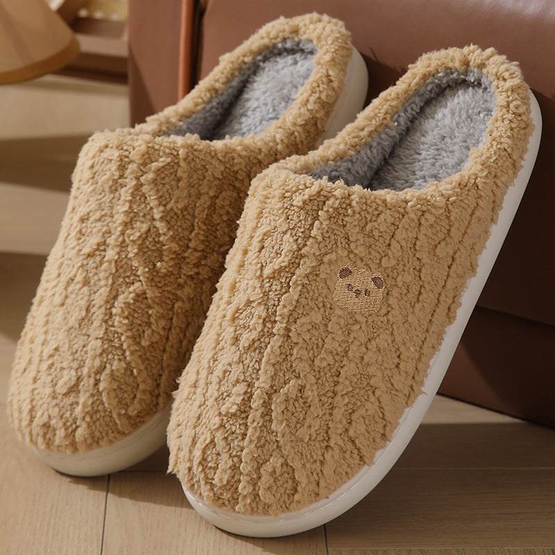 Plaid Plush Slippers | Thick-Sole Warm Indoor House Shoes