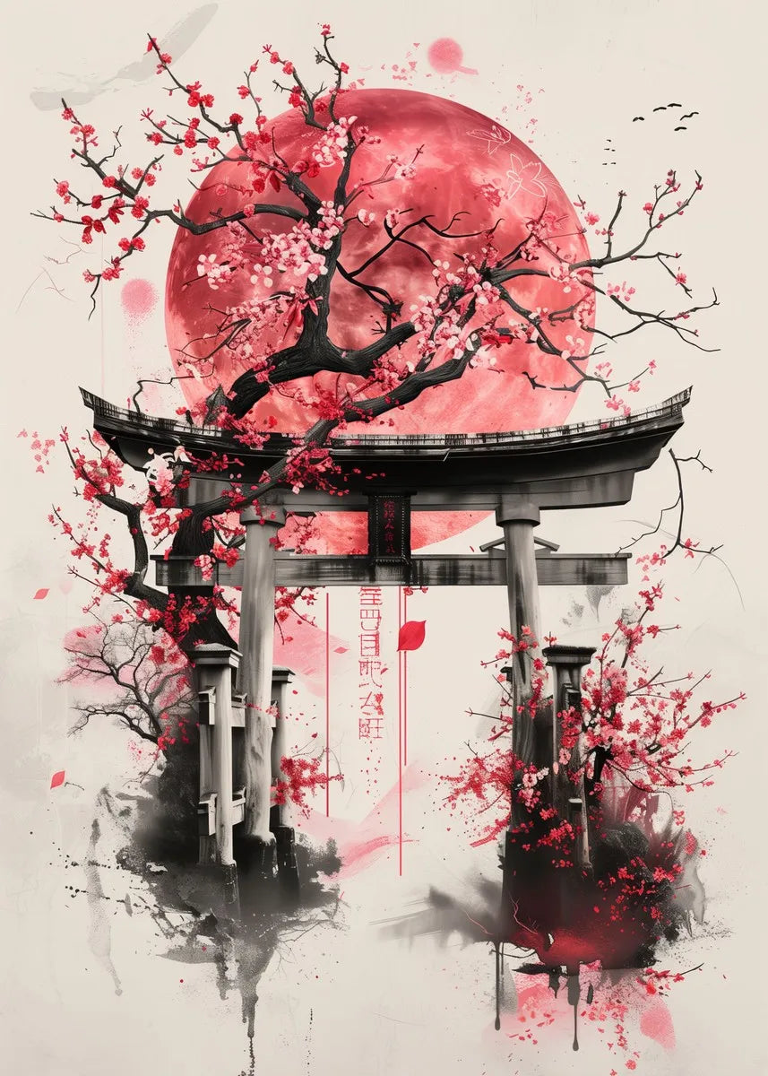 Japanese Canvas Wall Art Print | Samurai, Geisha, Sakura & Torii Gate