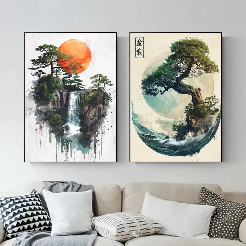 Japanese Canvas Wall Art Print | Samurai, Geisha, Sakura & Torii Gate